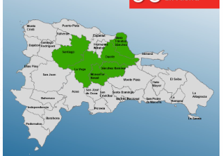 Ponen 6 provincias bajo alerta verde por presencia de sistema frontal
